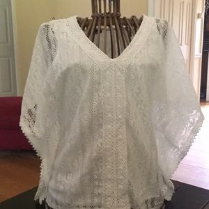 White Butterfly Sleeve Lace Top